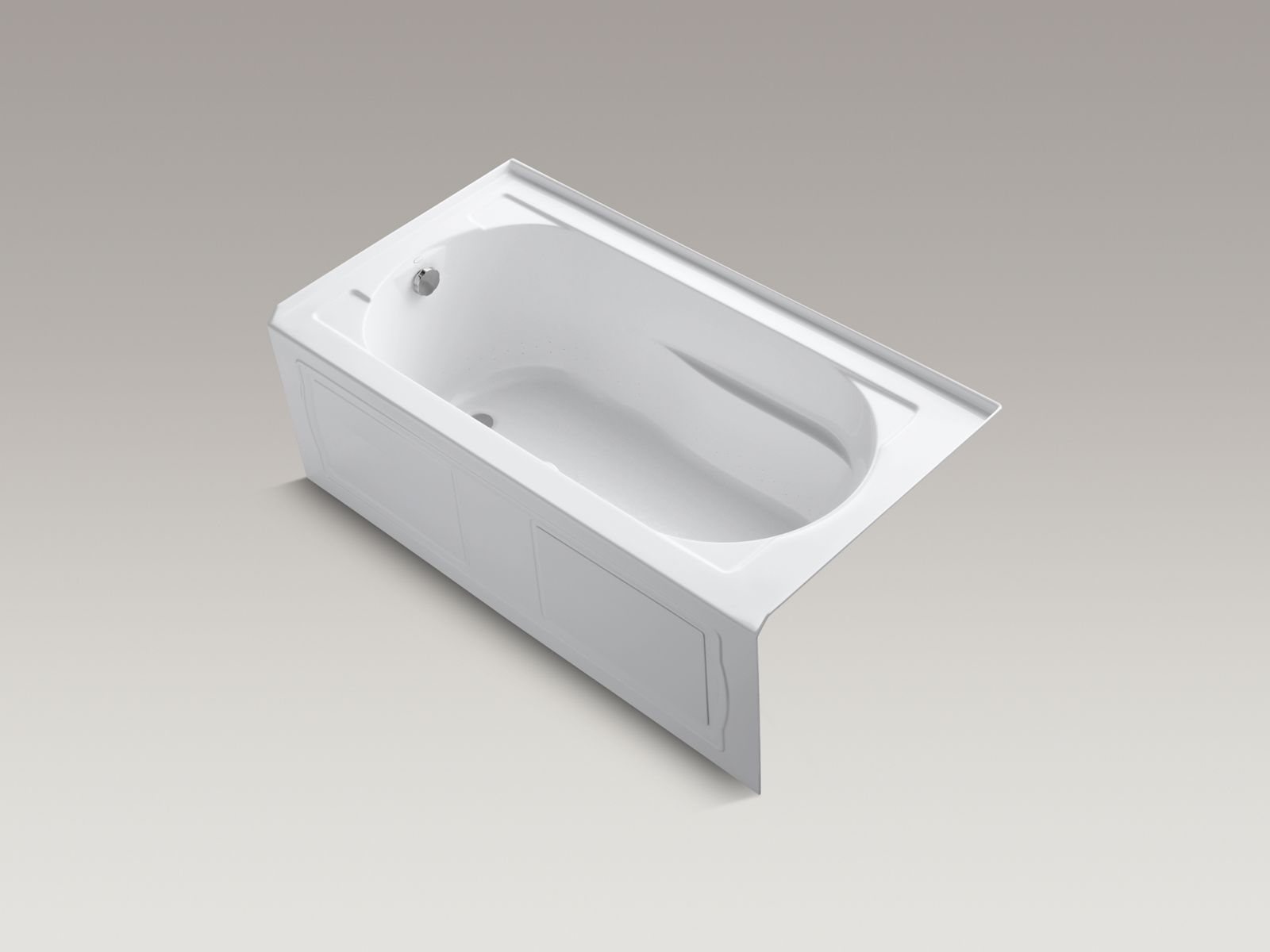 Devonshire® Bubblemassage™ 60" x 32" three-wall alcove bath with integral apron, tile flange, left-hand drain and Bask™ heated surface