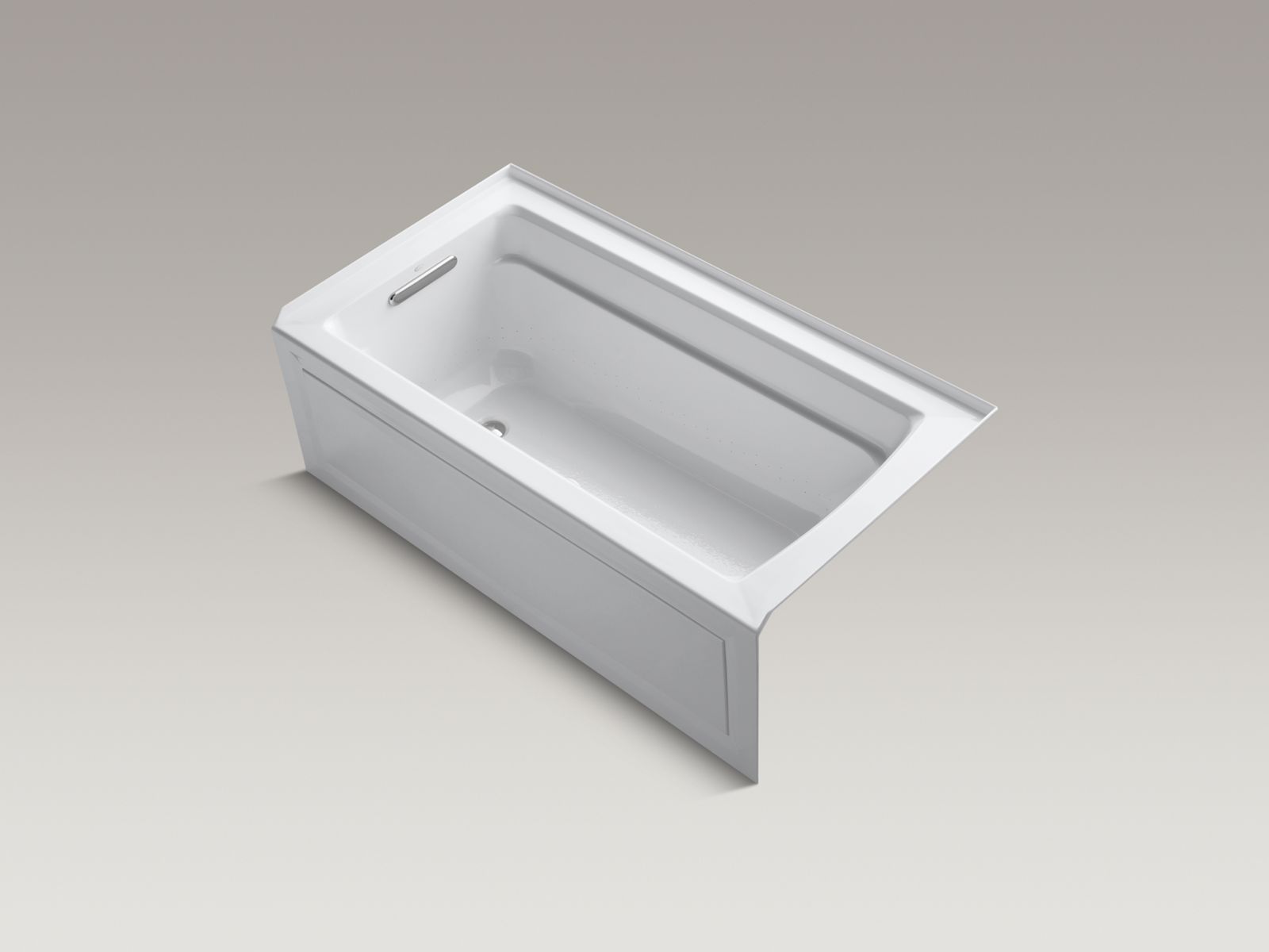 Archer® BubbleMassage™ 60" x 32" three-wall alcove bath with integral apron, left-hand drain, Bask™ heated surface and Comfort Depth® design