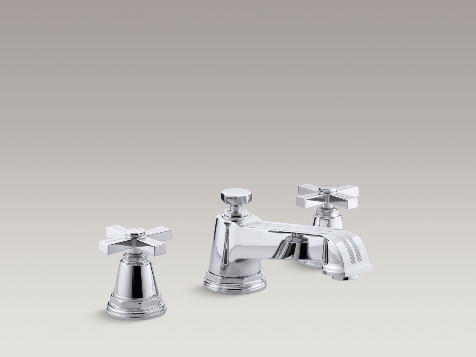 Pinstripe® deck-mount bath faucet trim for high-flow valve with cross handles, valve not included
