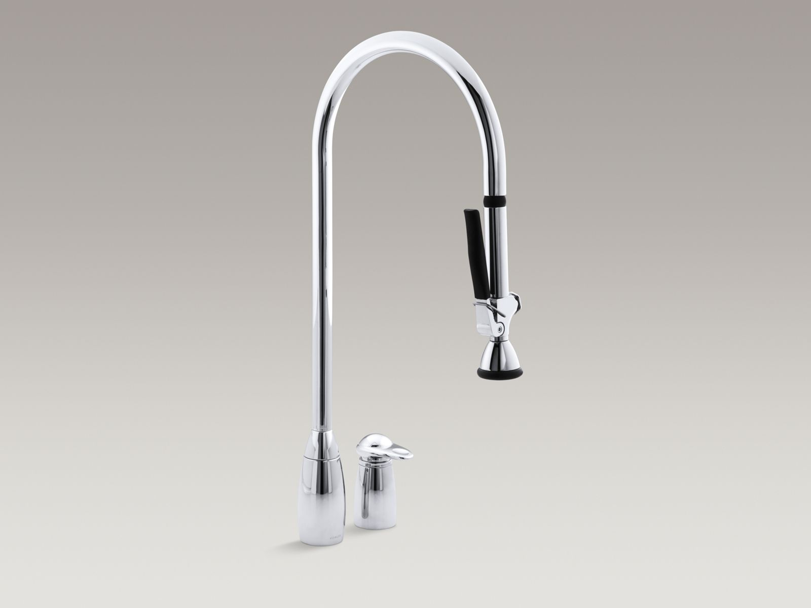 ProMaster® two-hole kitchen sink faucet with overhead 27-1/2" spout with pull-out handspray and lever handle