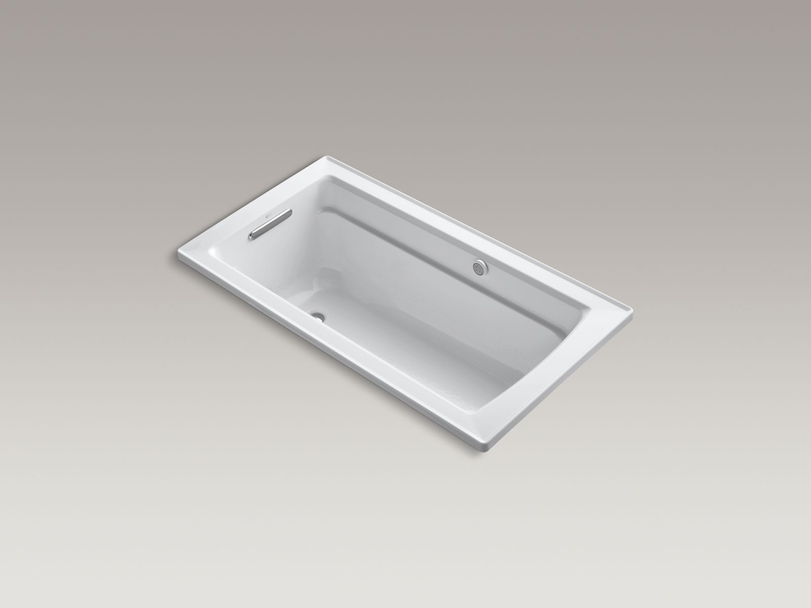 Archer® BubbleMassage™ 60" x 32" drop-in bath with reversible drain, Bask™ heated surface and Comfort Depth® design