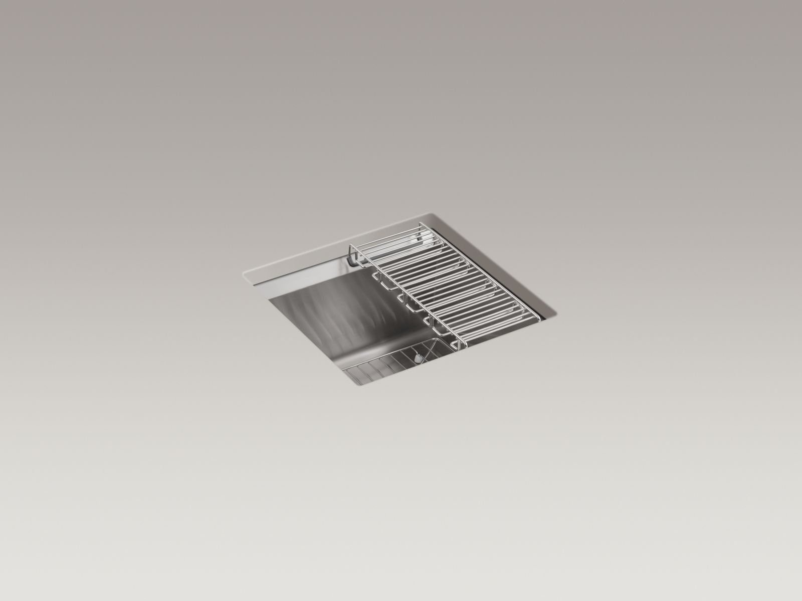 8 Degree™ under-mount bar sink with bottom bowl rack and wine rack