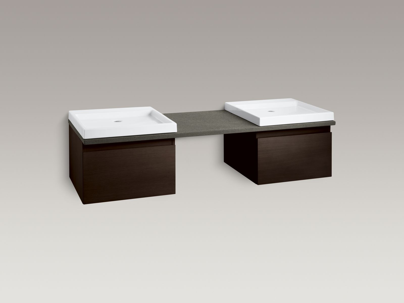 Shown with Purist® vanity K-3081-F5, Wading Pool® lavatory K-2314-0 and standard pop-up drain, not included.