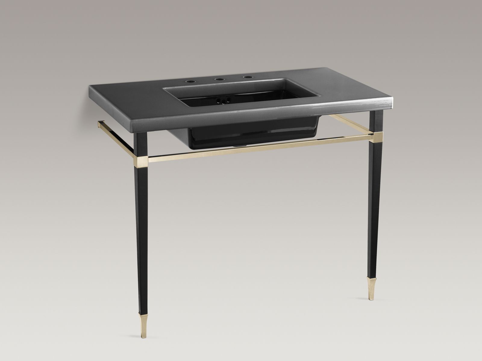 Kathryn® square tapered French Gold brass table legs with leather wrapping