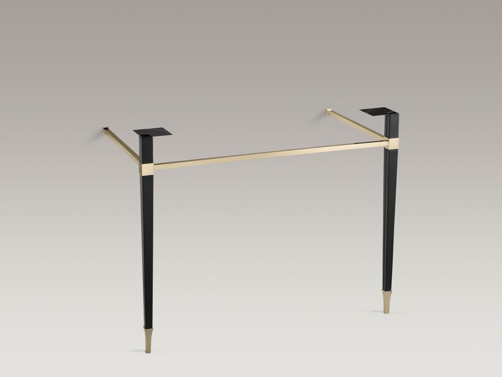 Kathryn® square tapered French Gold brass table legs with leather wrapping