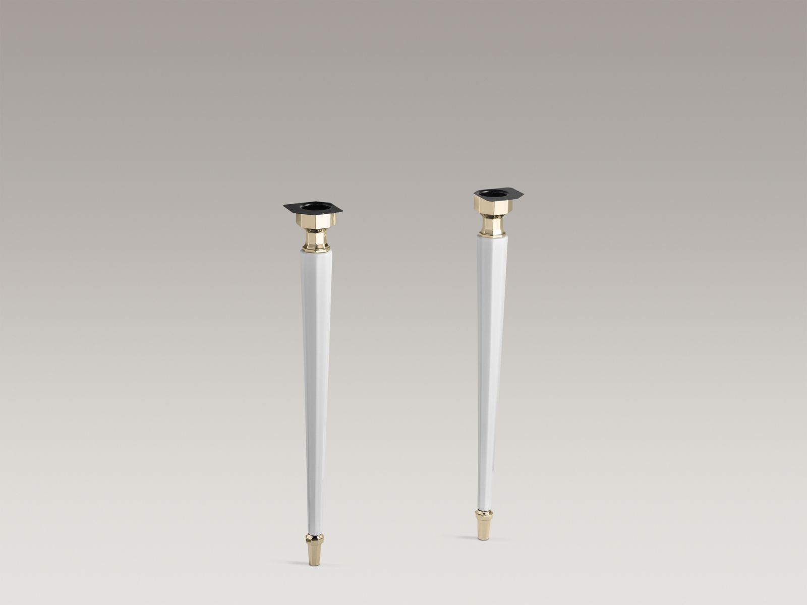 Kathryn® octagonal fireclay/French Gold tapered brass table legs