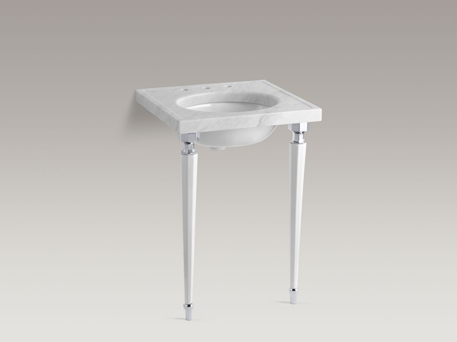Kathryn® octagonal fireclay/Polished Chrome tapered brass table legs
