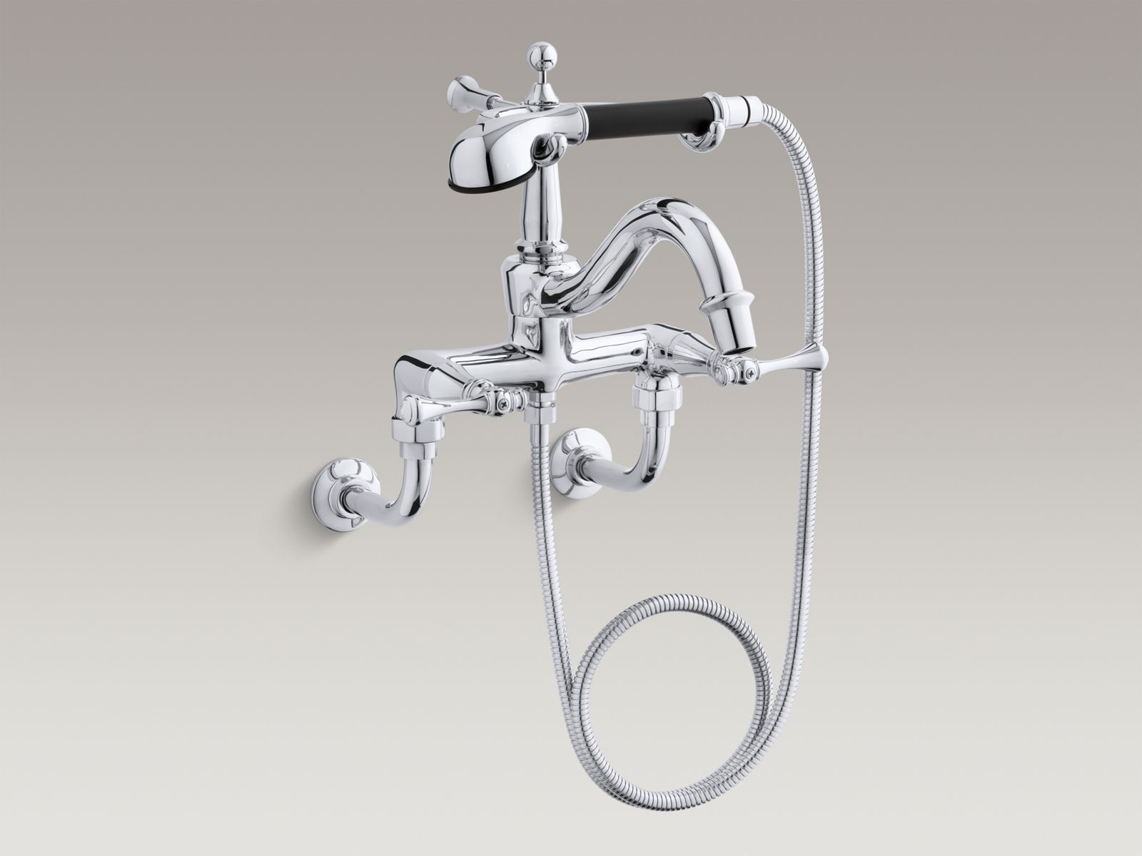 Revival® bath faucet with diverter spout, traditional lever handles and  handshower