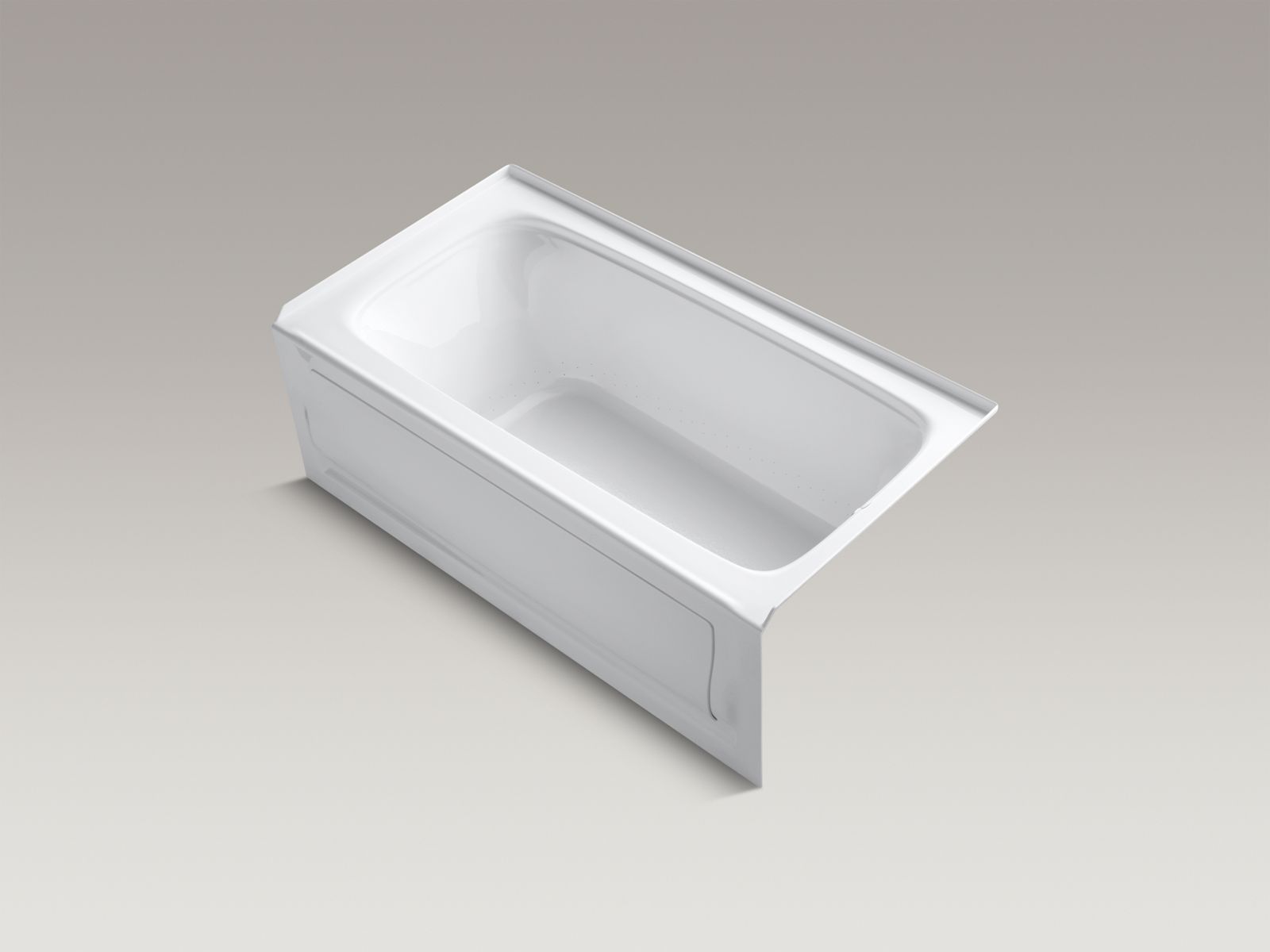 Bancroft® BubbleMassage™ 60" x 32" three-wall alcove bath with integral apron, tile flange, right-hand drain, Bask™ heated surface and Comfort Depth® design