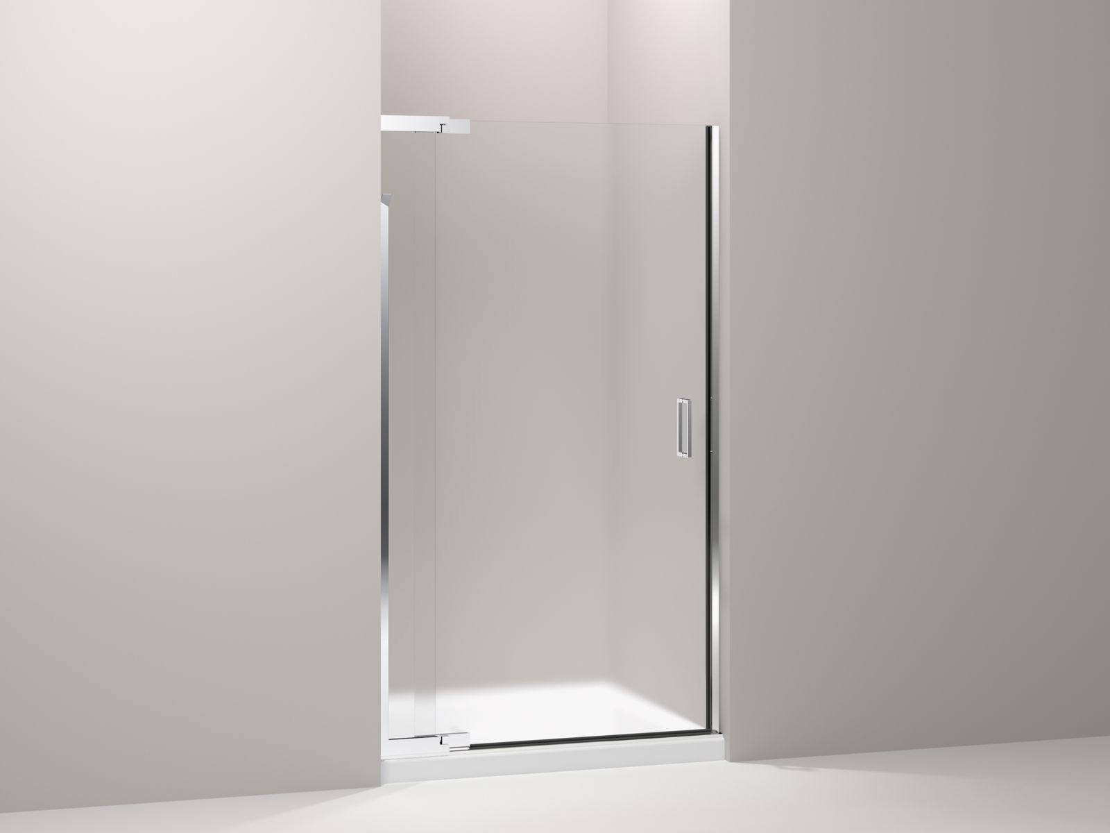 Purist® frameless pivot shower door with 1/4" thick Frosted glass, 36" - 39" x 72"