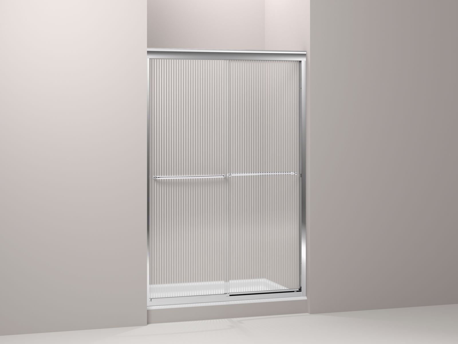 Fluence® frameless sliding shower door with Falling Lines glass, 44-5/8" - 47-5/8" x 70-5/16"