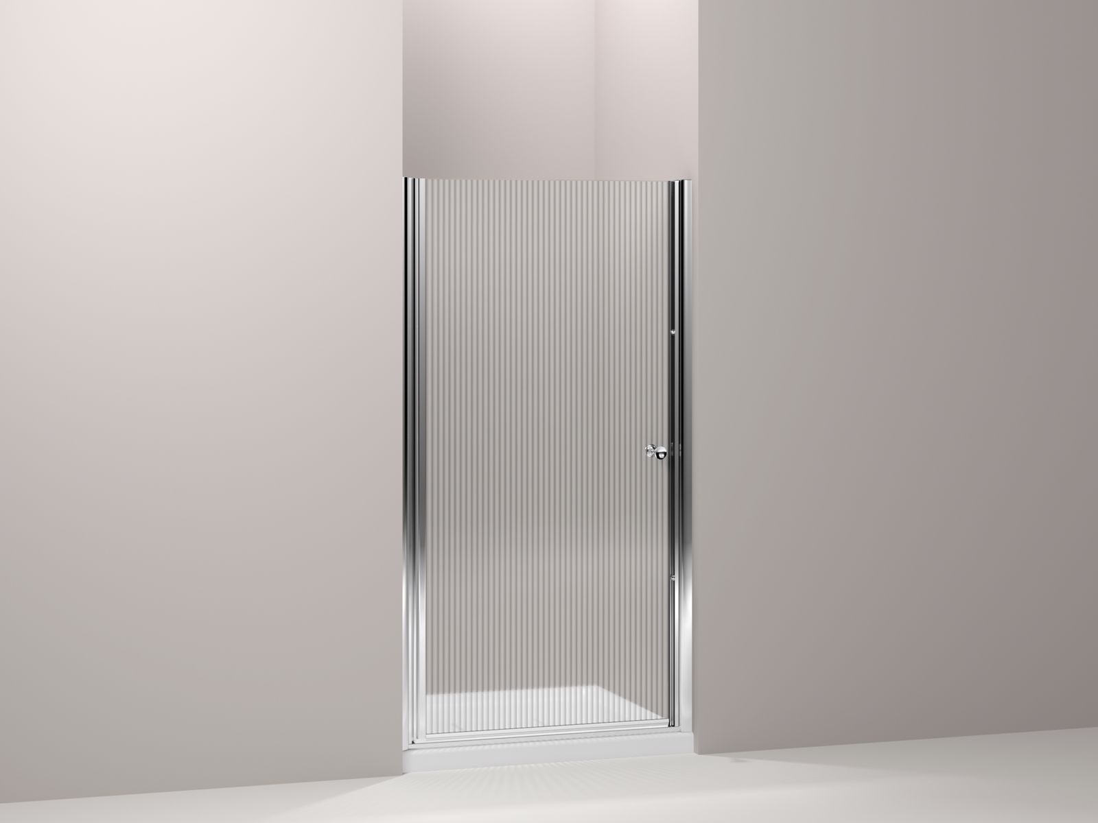 Fluence® frameless pivot shower door with Falling Lines glass, 37-1/2" - 39" x 65-1/2"