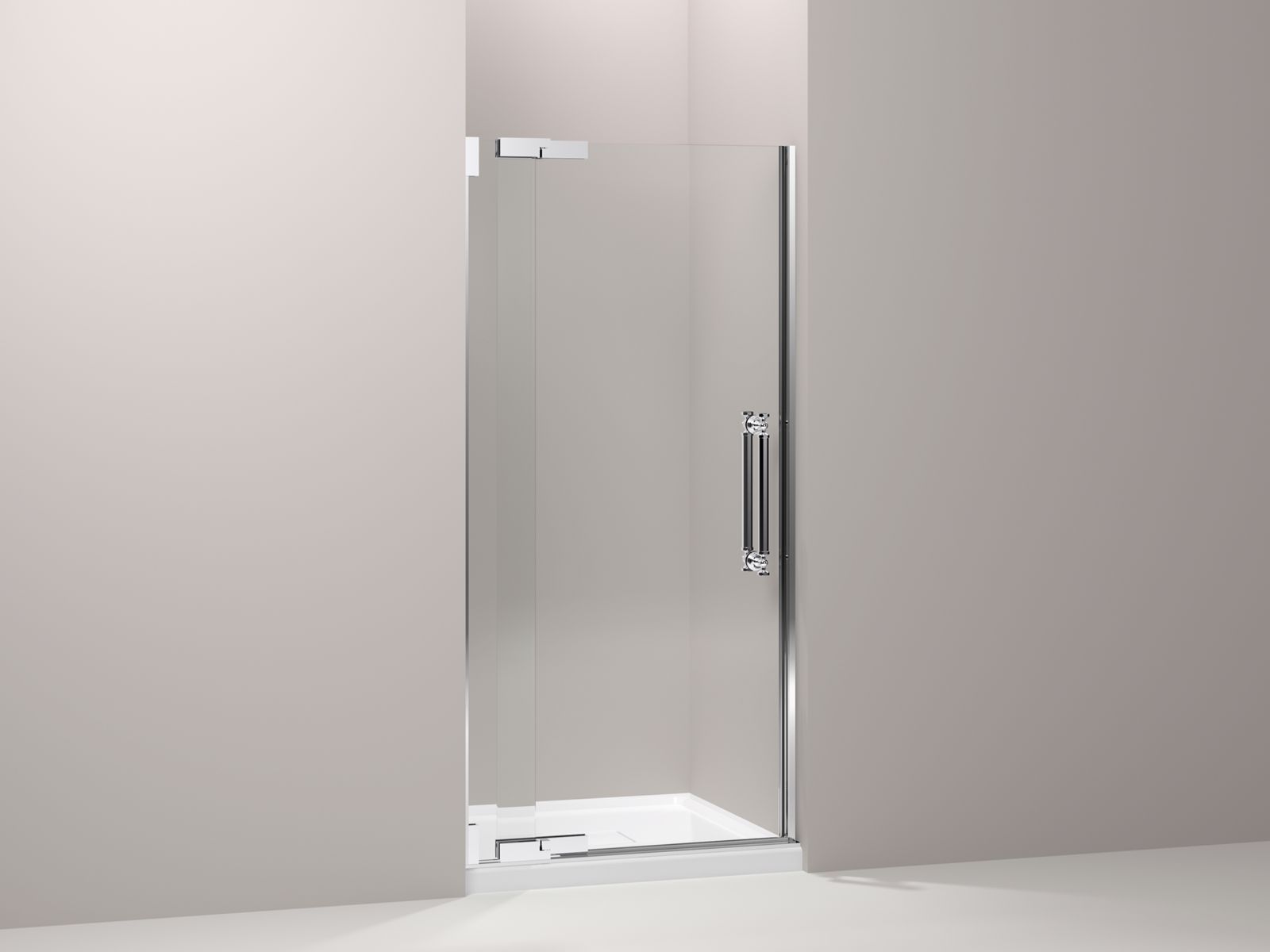 Pinstripe® frameless pivot shower door with 1/2" Crystal Clear glass, 36-1/4" - 38-3/4" x 72-1/4"