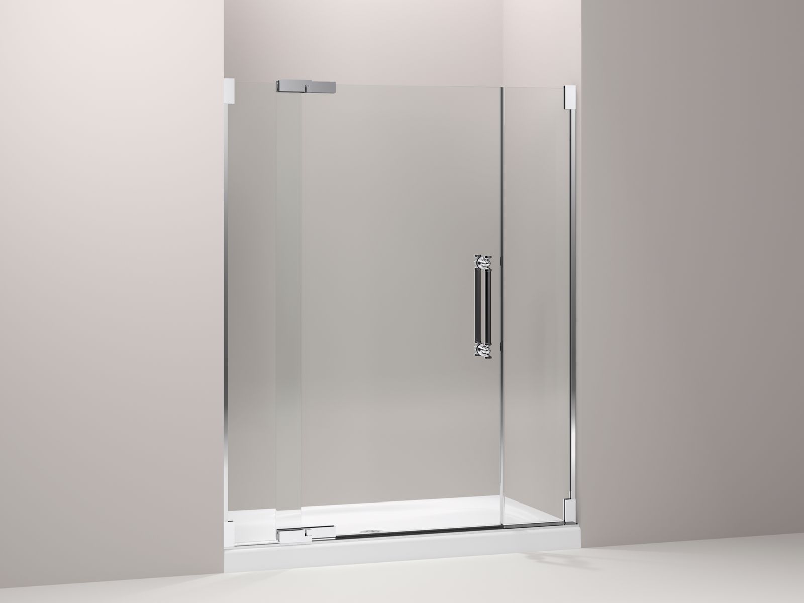 Pinstripe® frameless pivot shower door with 1/2" Crystal Clear glass, 57-1/4" - 59-3/4" x 72-1/4"