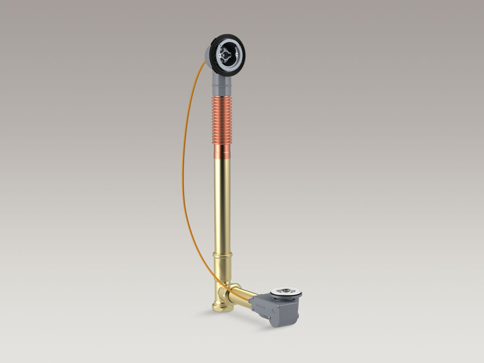 PureFlo™ rough-in cable bath drain, brass, 45" cable