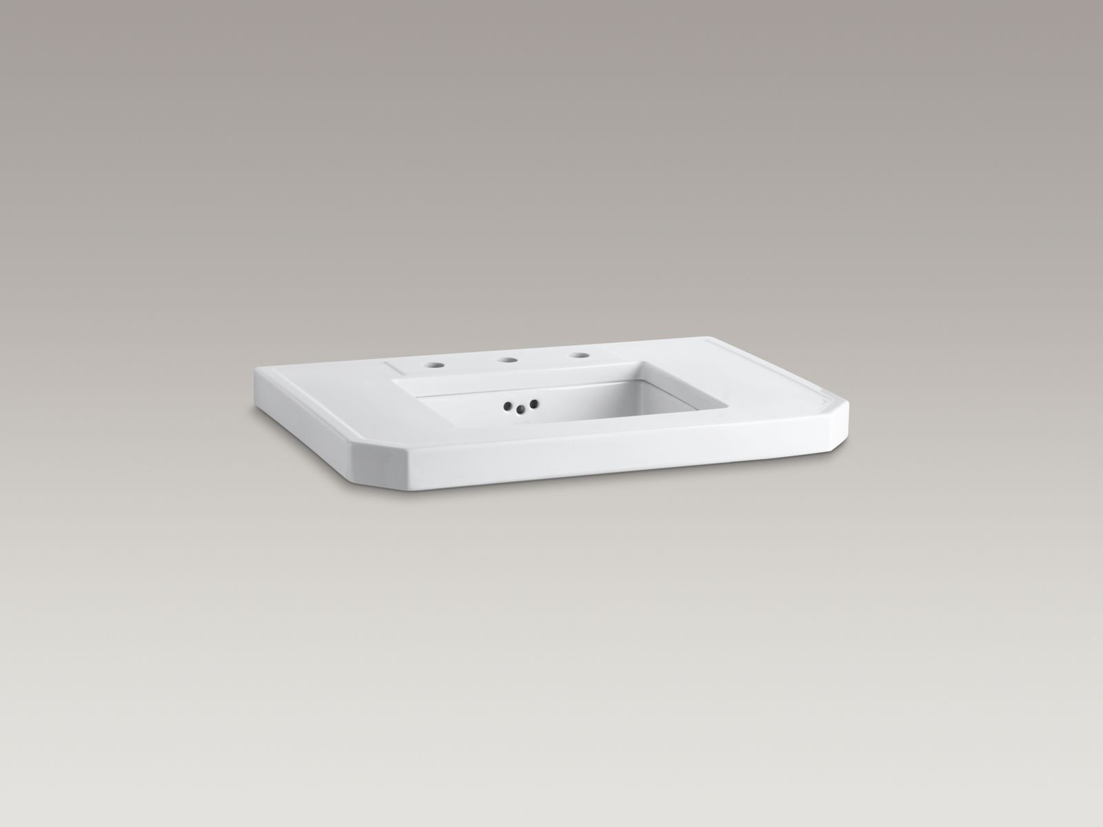 Kathryn® 32" x 22" fireclay console tabletop cut for K-2330-G under-mount bathroom sink