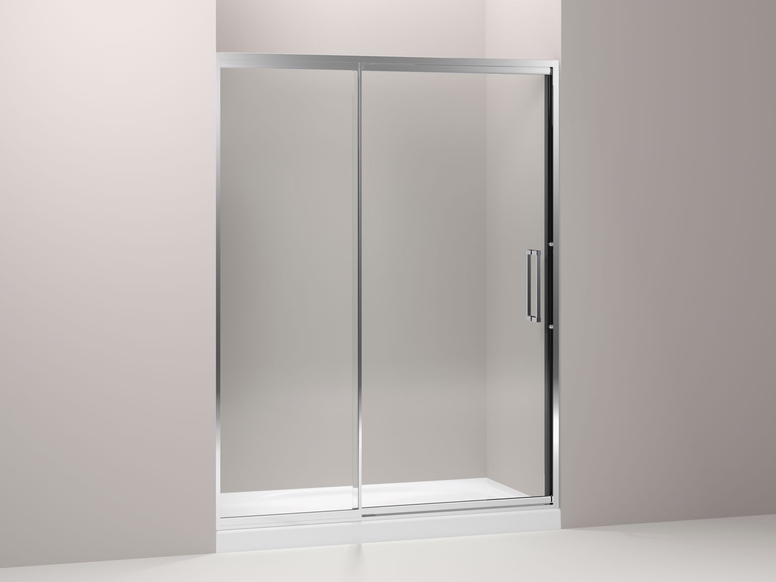 Lattis® semi-frameless pivot shower door with 3/8" thick Crystal Clear glass, 57" - 60" x 76"