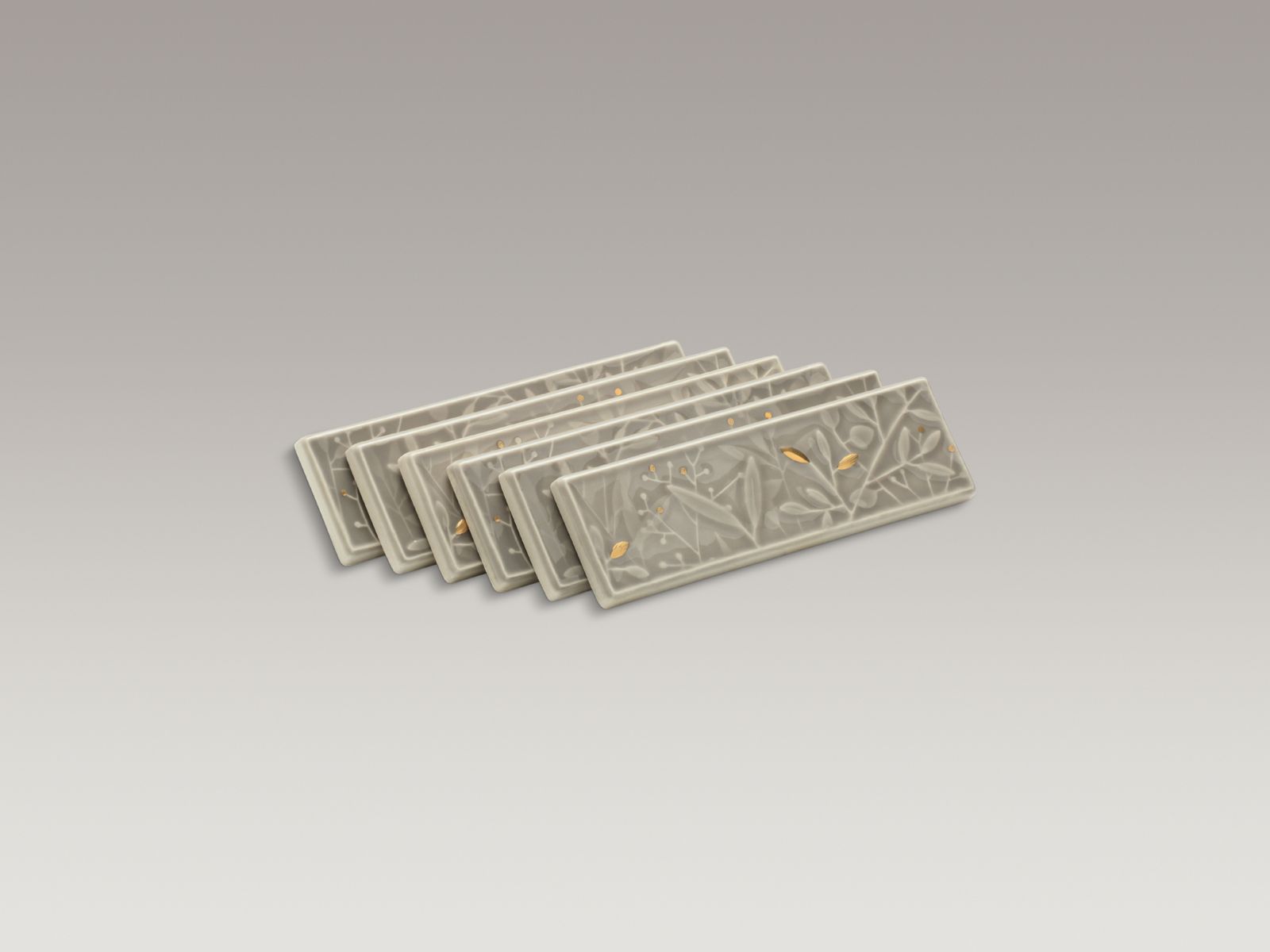 Gilded Meadow™ decorative tile (set of 6) with gold accents