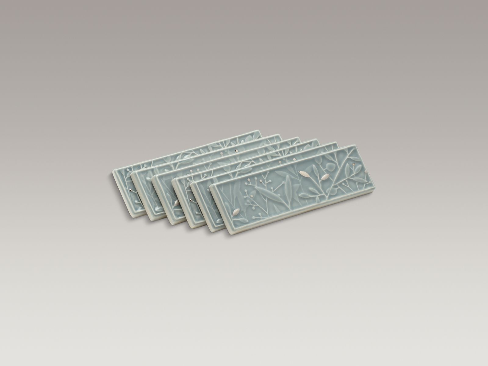 Gilded Meadow™ decorative tile (set of 6) with platinum accents