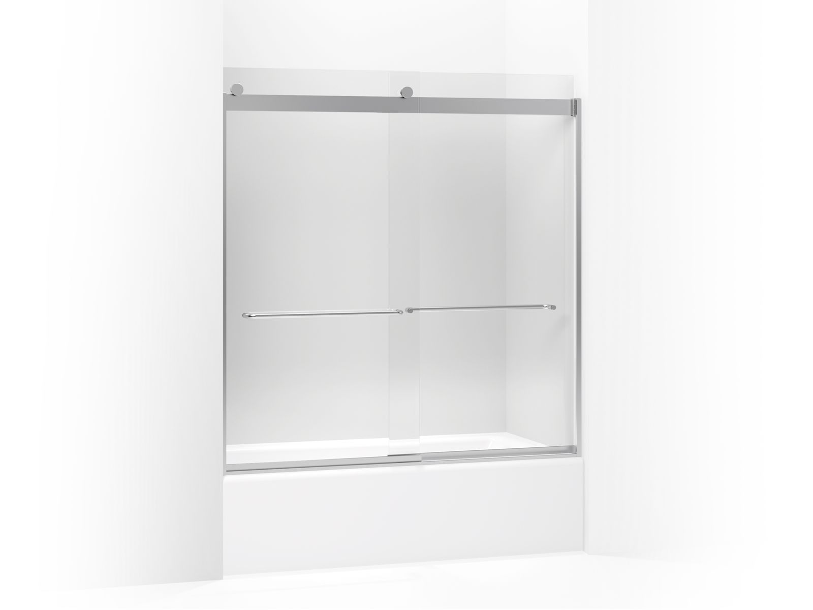 Levity™ Sliding bath door with towel bar and 1/4" crystal clear glass
