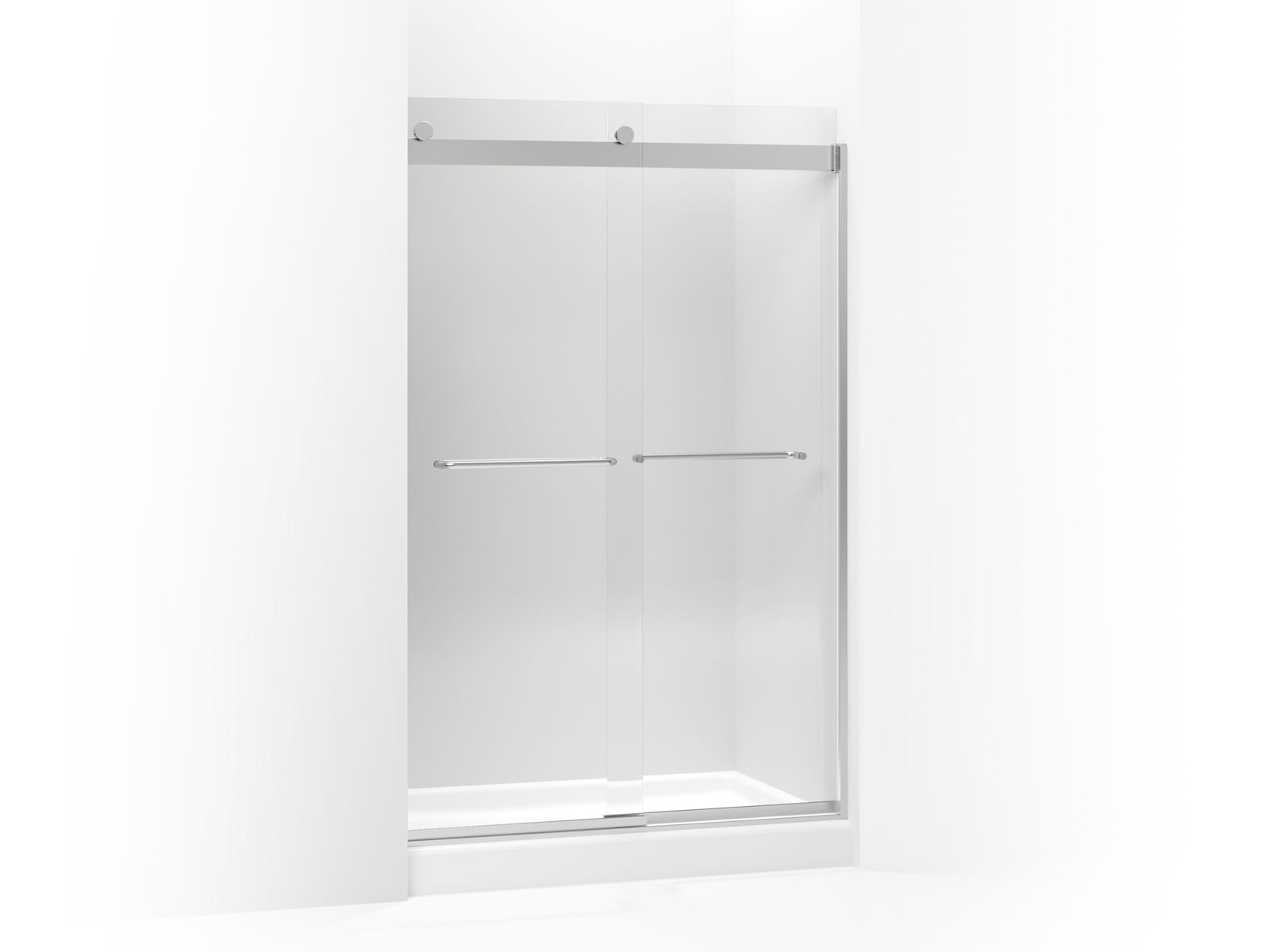 Levity™ Sliding shower door with towel bar and 1/4" crystal clear glass