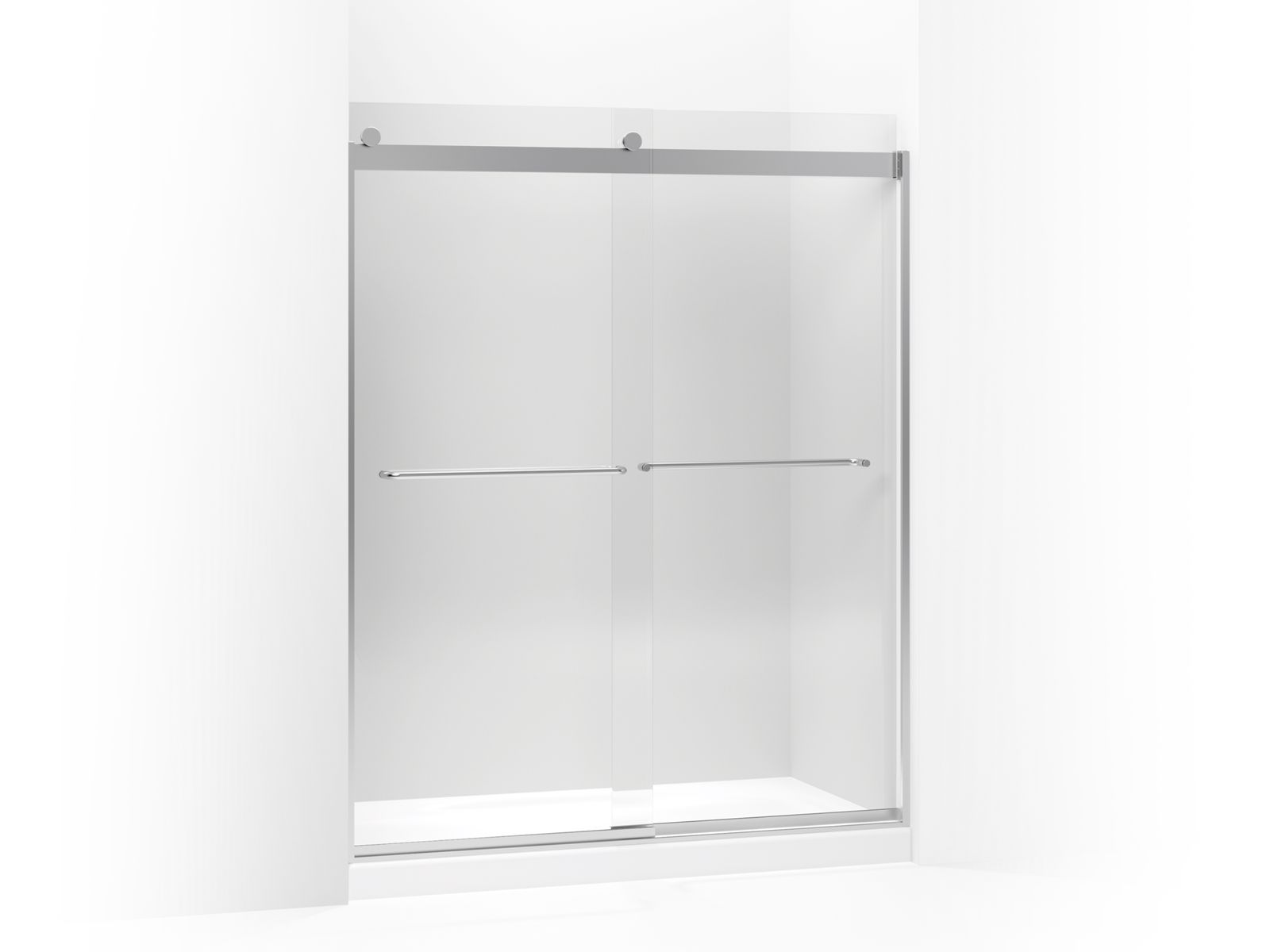 Levity™ Sliding shower door with towel bar and 1/4" crystal clear glass