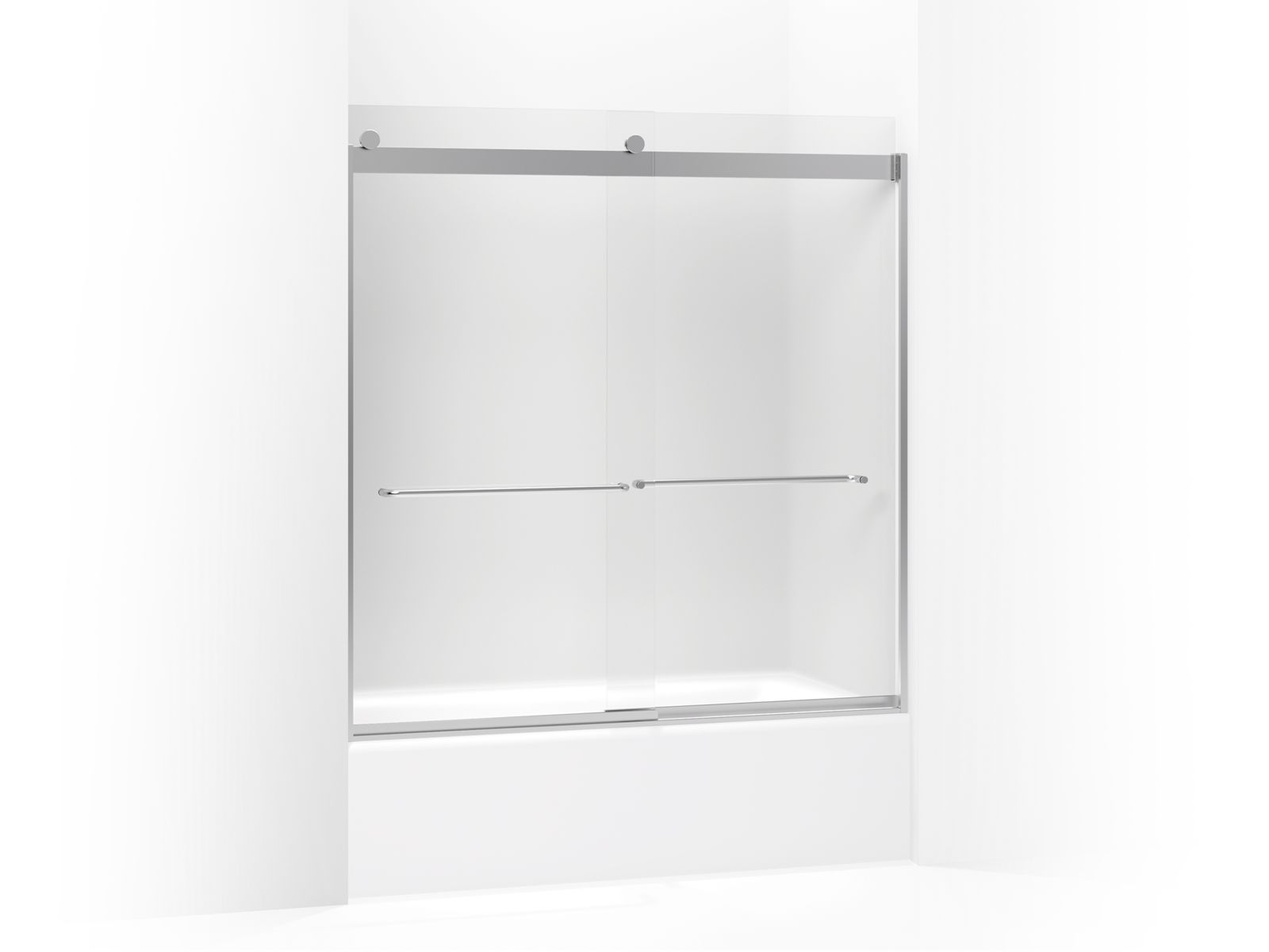 Levity™ Sliding bath door with towel bar and 1/4" frosted glass