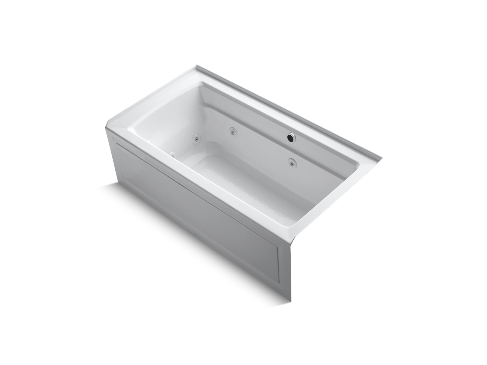 Archer® 60" x 32" alcove whirlpool bath with integral apron, tile flange, right-hand drain, Bask™ heated surface and Comfort Depth