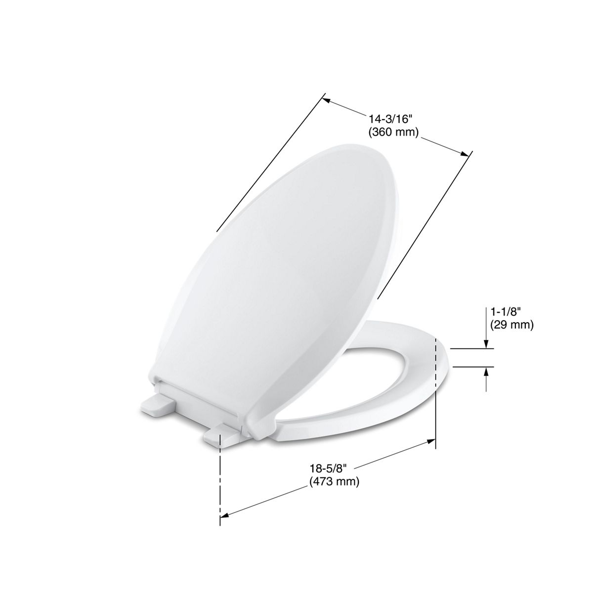 White for sale online Kohler K-4636-0 Cachet Elongated Plastic Toilet Seat with Grip-Tight 