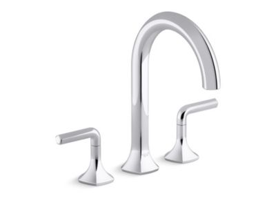 2 Handle Deck Mount Bath Faucet-C shape spout with lever handles 
