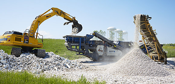 Machines crush material waste into smaller pieces to be used in Kohler’s Beneficial Reuse program