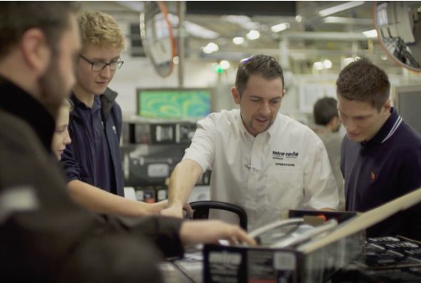 Students participating in Kohler Mira, an internship program in Gloucestershire, learn about STEM careers
