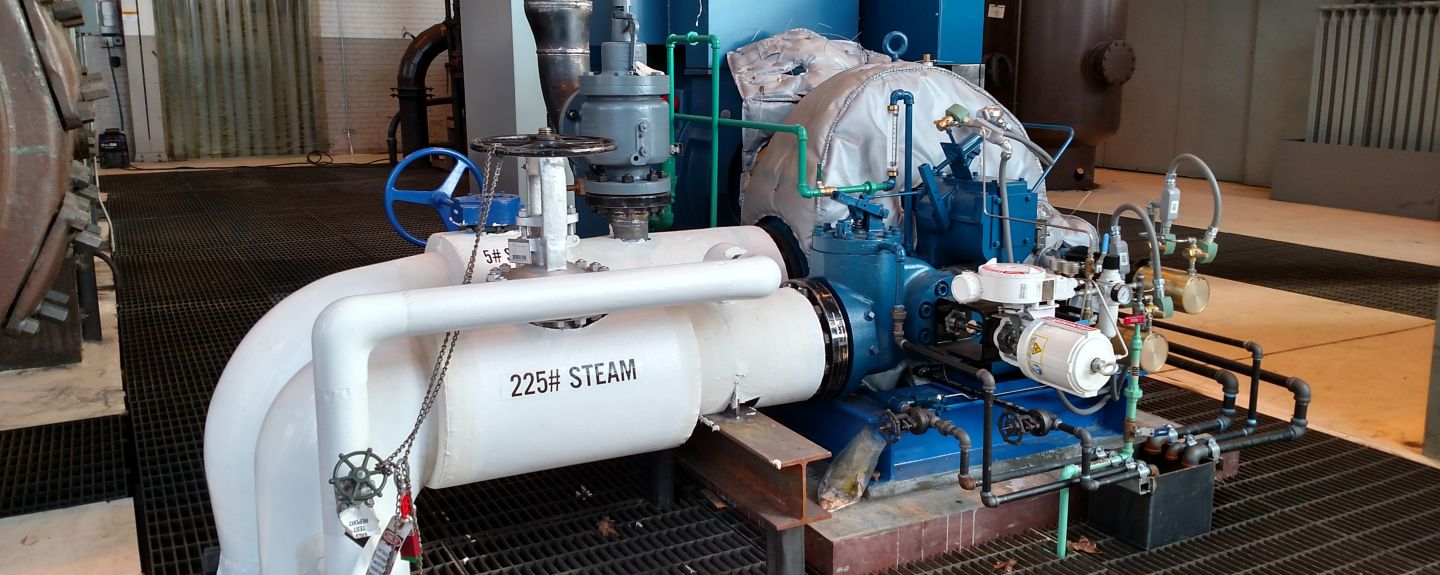 An interior shot of a steam turbine generator