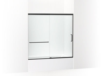 Elate&trade; Sliding bath door, 56-3/4" H x 56-1/4 - 59-5/8" W with heavy 5/16" thick Crystal Clear glass