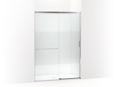Elate&trade; Tall Sliding shower door, 75-1/2" H x 50-1/4 - 53-5/8" W, with heavy 5/16" thick Crystal Clear glass with privacy band