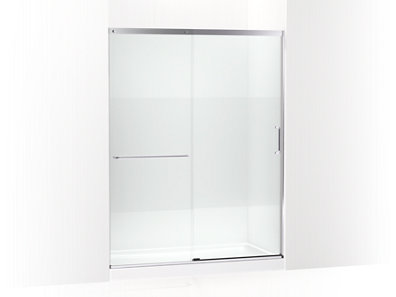Elate&trade; Tall Sliding shower door, 75-1/2" H x 56-1/4 - 59-5/8" W, with heavy 5/16" thick Crystal Clear glass with privacy band