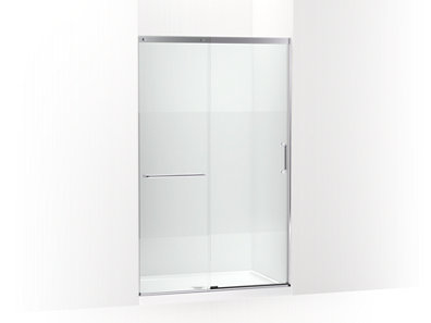 Elate&trade; Tall Sliding shower door, 75-1/2" H x 44-1/4 - 47-5/8" W, with heavy 5/16" thick Crystal Clear glass with privacy band