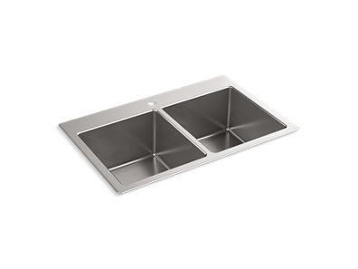 Cursiva&trade; 33" x 22" x 9" top-mount/undermount double-equal kitchen sink