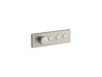 Anthem Three-outlet thermostatic valve control panel with recessed push-buttons