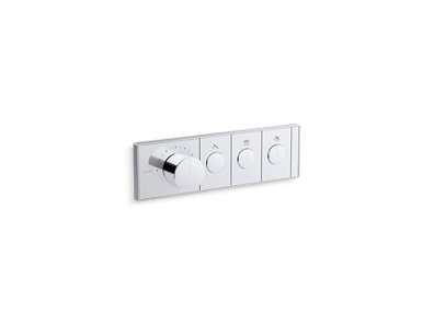 Anthem&trade; Three-outlet thermostatic valve control panel with recessed push-buttons
