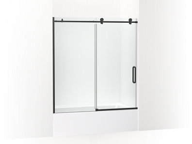 Cursiva&trade; Sliding bath door, 62" H x 56-1/8 - 59-7/8" W, with 5/16" thick Crystal Clear glass