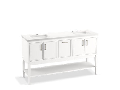 Winnow® 60" bathroom vanity cabinet with sinks and quartz top