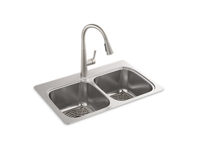Verse&trade; 33" x 22" x 9-1/4" top-mount double-equal kitchen sink kit