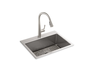 Cursiva&trade; 27" x 22" x 9" top-mount/undermount single-bowl kitchen sink kit