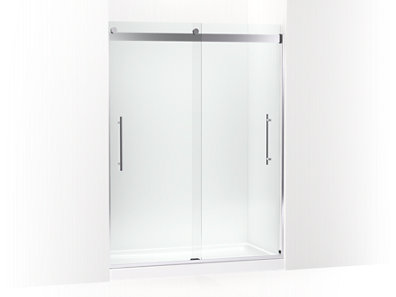 Levity® Plus Frameless sliding shower door, 77-9/16" H x 56-5/8 - 59-5/8" W, with 5/16"-thick Crystal Clear glass