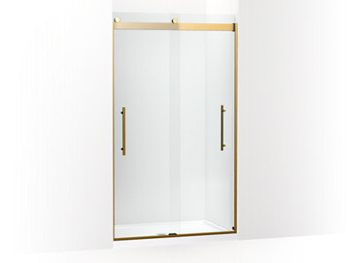Levity® Plus Frameless sliding shower door, 81-5/8" H x 44-5/8 - 47-5/8" W, with 3/8"-thick Crystal Clear glass