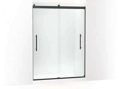 Levity® Plus Frameless sliding shower door, 81-5/8" H x 56-5/8 - 59-5/8" W, with 3/8"-thick Crystal Clear glass