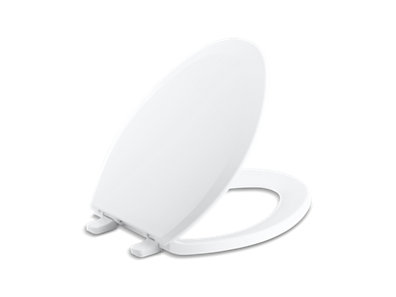 Lustra&trade; Quick-Release&trade; elongated toilet seat with antimicrobial agent