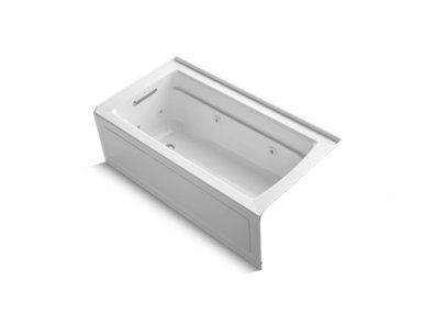 Archer® 60" x 32" alcove whirlpool bath with integral apron, left-hand drain and heater