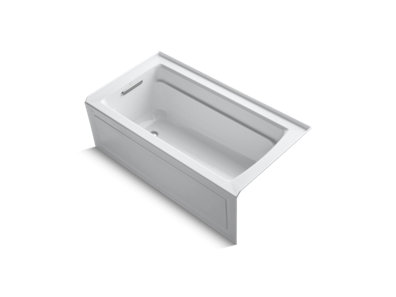 Archer® 60" x 32" alcove bath with Bask® heated surface, integral apron, integral flange, and left-hand drain